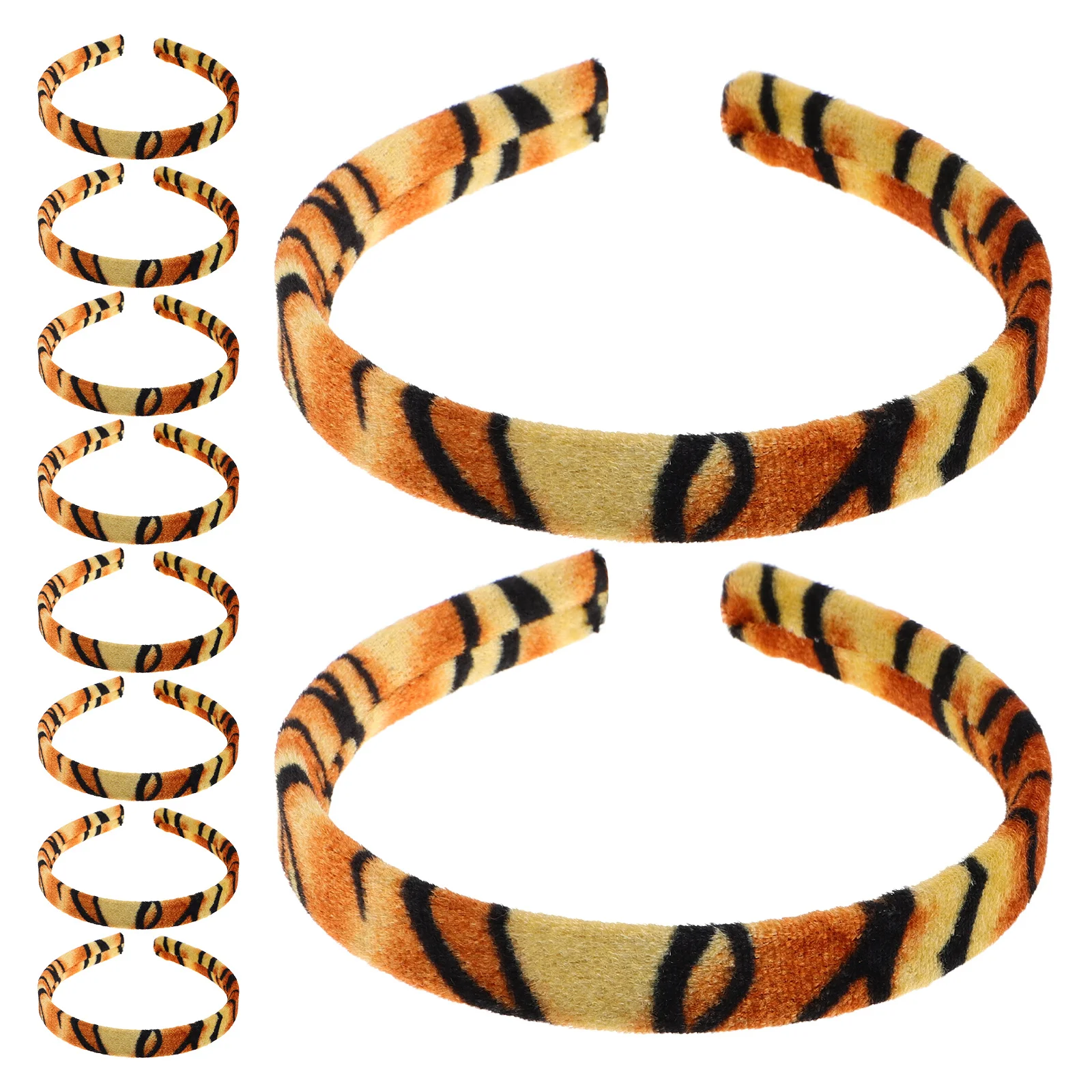 

10Pcs Headband Material 15mm Flat Fabric Covered DIY Base for Holiday Boho Style Animal Print New Year Accessories