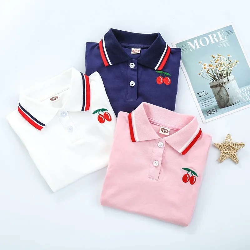 Baby Girls Dresses Spring Summer Toddler Cartoon Embroidery Turn-Down Collar Academy POLO Shirts Childrens Sports Dress Clothing