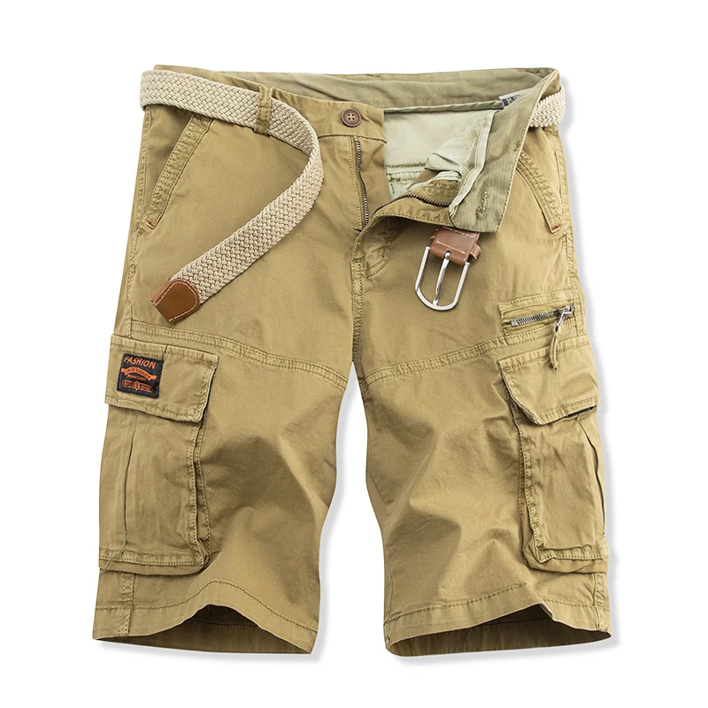 

Men Multi Pocket Cargo Shorts New Summer Male Cotton Casual Tool Shorts High Quality Man Military Loose Cargo Pants No Belts 40