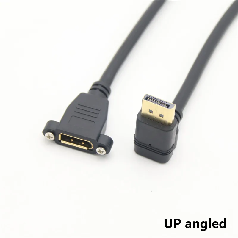 DisplayPort DP1.2V 4K Male Up Down Left Right 90 Degree Angle To Female Socket Panel Mount Extension Cable Display Port 30cm