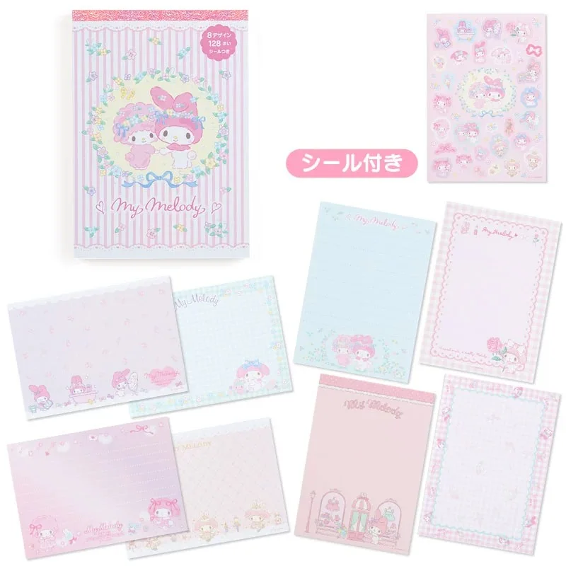 14CM Sanrios Kawaii Cute My Melody Hello Kittys Kuromi Cinnamoroll Laser Cartoon Tearable Message Pad Notepad Sticker Hand Ledge