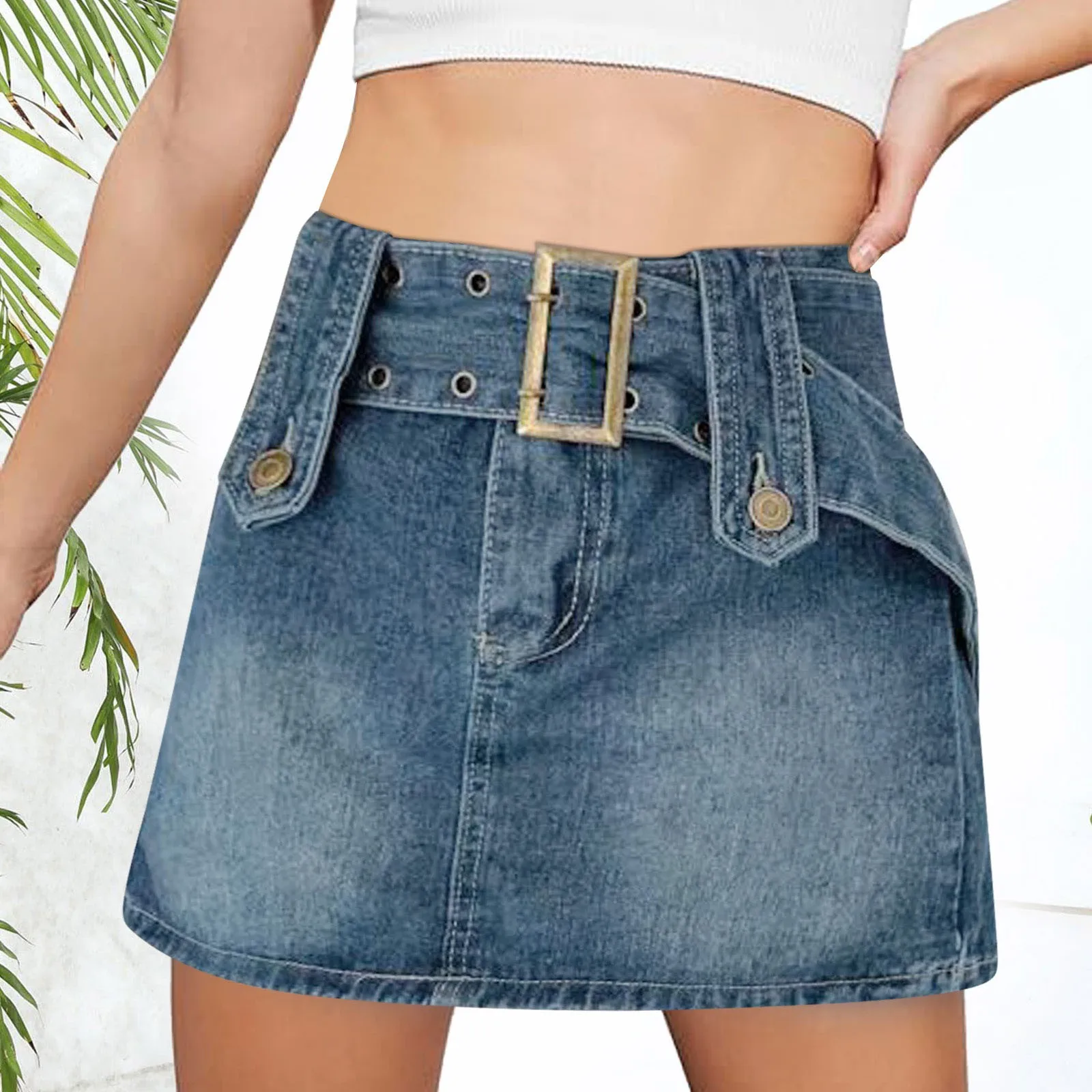 Women's Fashion Black High Waist Denim Skirt Female Summer New Tight High Waist Mini Cargo Skirt With Belt Jeans Skirts 2024