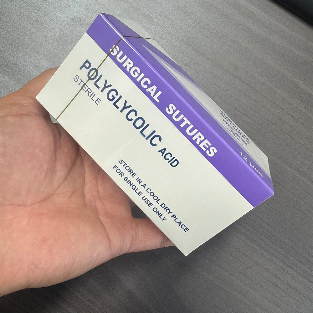 12 Pcs Absorbable Suture Thread Pet  90cm PGA Sutures With Needle Polyglycolic Acid Sterile For Teaching In Pet Hospitals