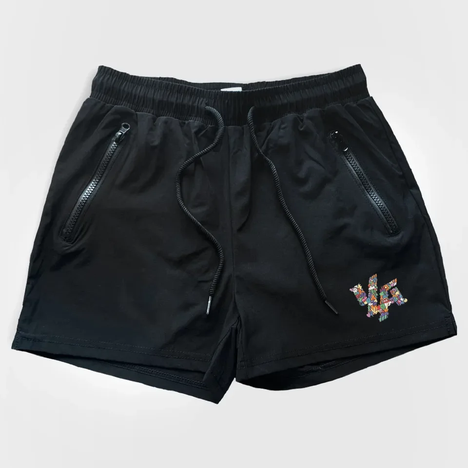 Men's fashionable printed shorts, fast drying comfortable drawstring zipper shorts, sports shorts M-3XL