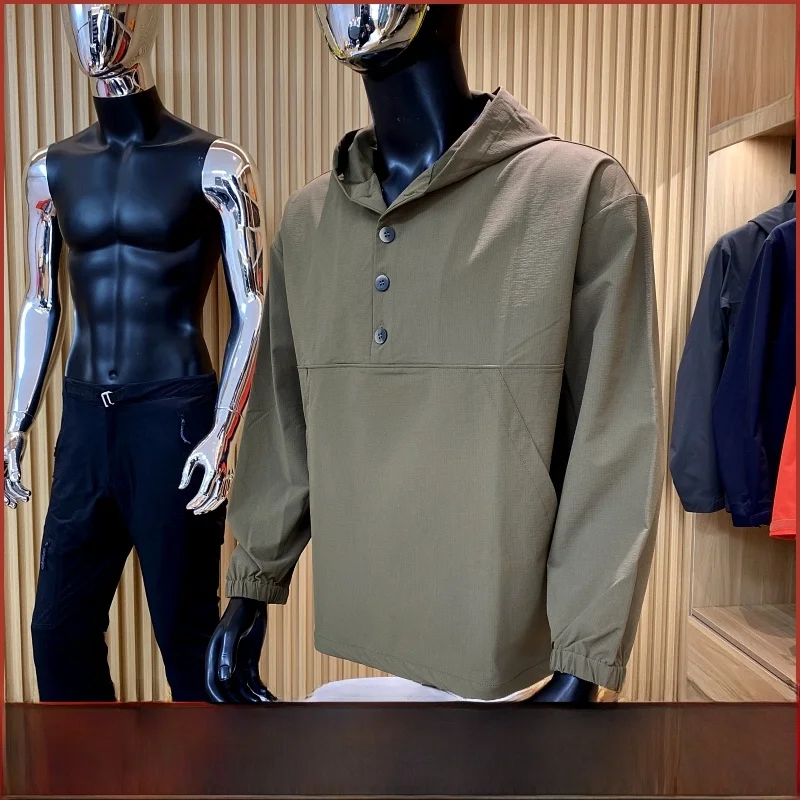 

Повседневная легкая эластичная дышащая весенняя тонкая мужская свободная толстовка с капюшоном Jaet Button Jaet Youth 2) Sle