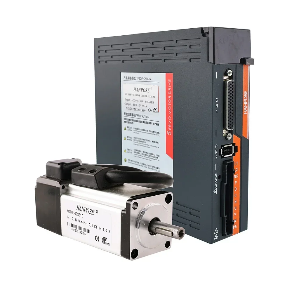 hanpose Servo Motor drive kit AC200-240V 1.0A 0.32N.m 40SS10 And ASD210 electronic cnc equipment 100W ac servo motor with