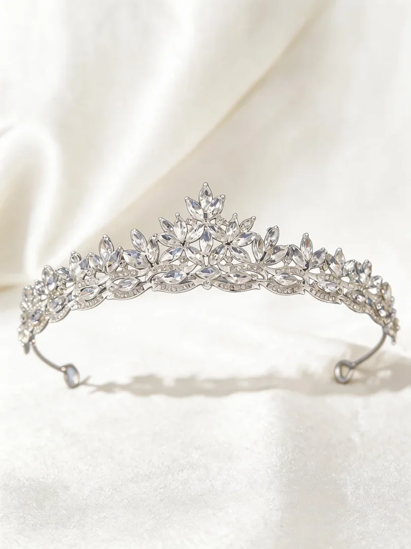 

Elegant Baroque Queen Diamond Crown Bride Wedding Headdress Lady Princess Ball Activity Party Adult Hair Accessories