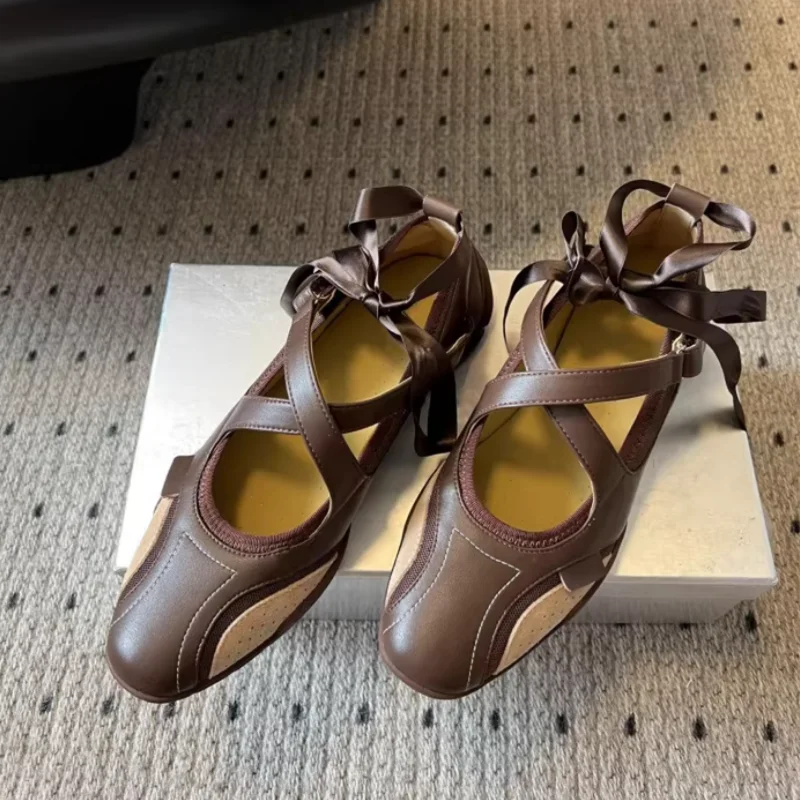 

Designer Brand's New Cross Strap Boxing Ballet Shoes With Thick Soles And Perforated Breathable Mary Jane Training Shoes