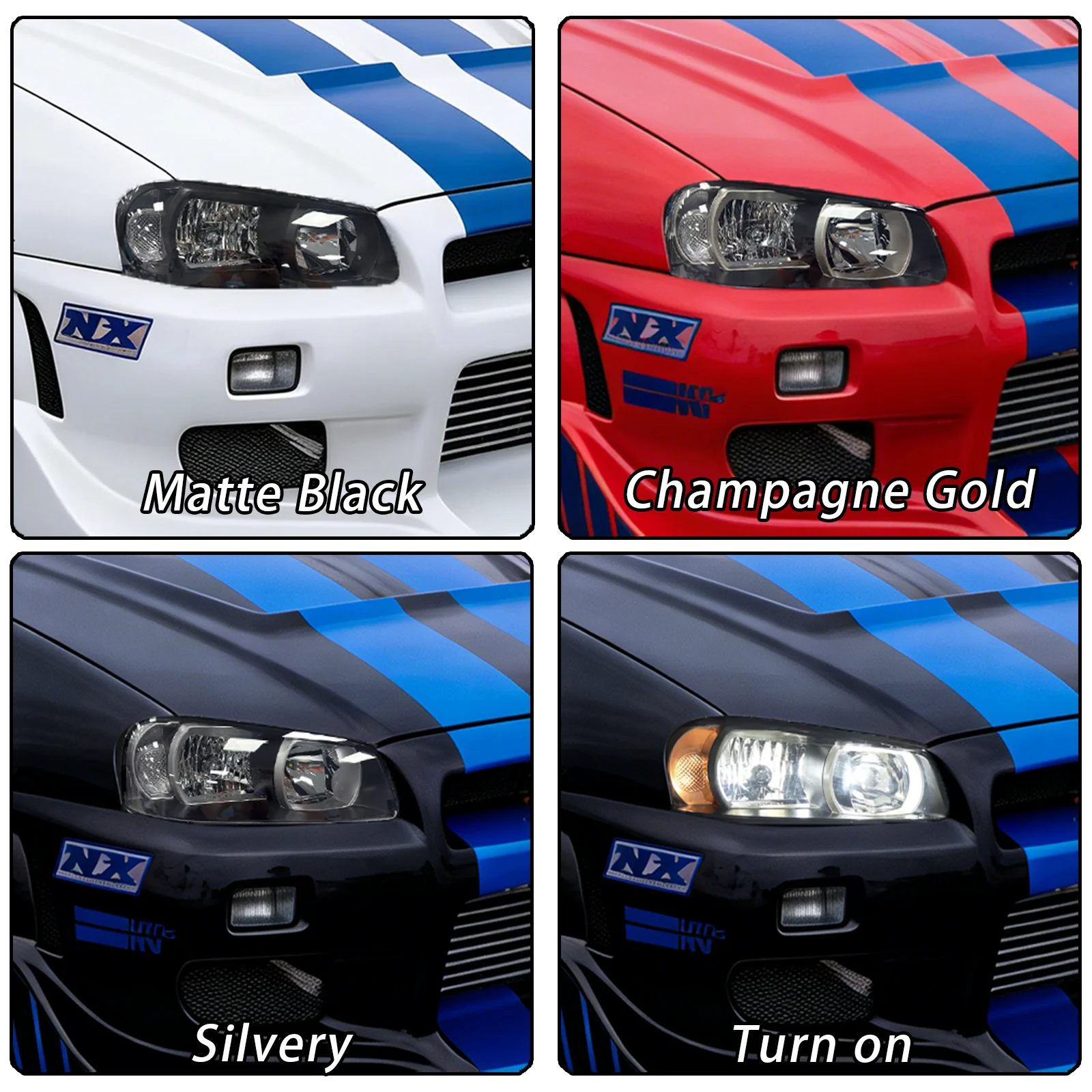SINDAR 2個入りLEDヘッドライト 日産スカイラインGTR R34 (1998-2002
