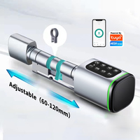 Smart Home Locks With Cylinder Adjustable Tuya App Password Portable Intelligent Lock