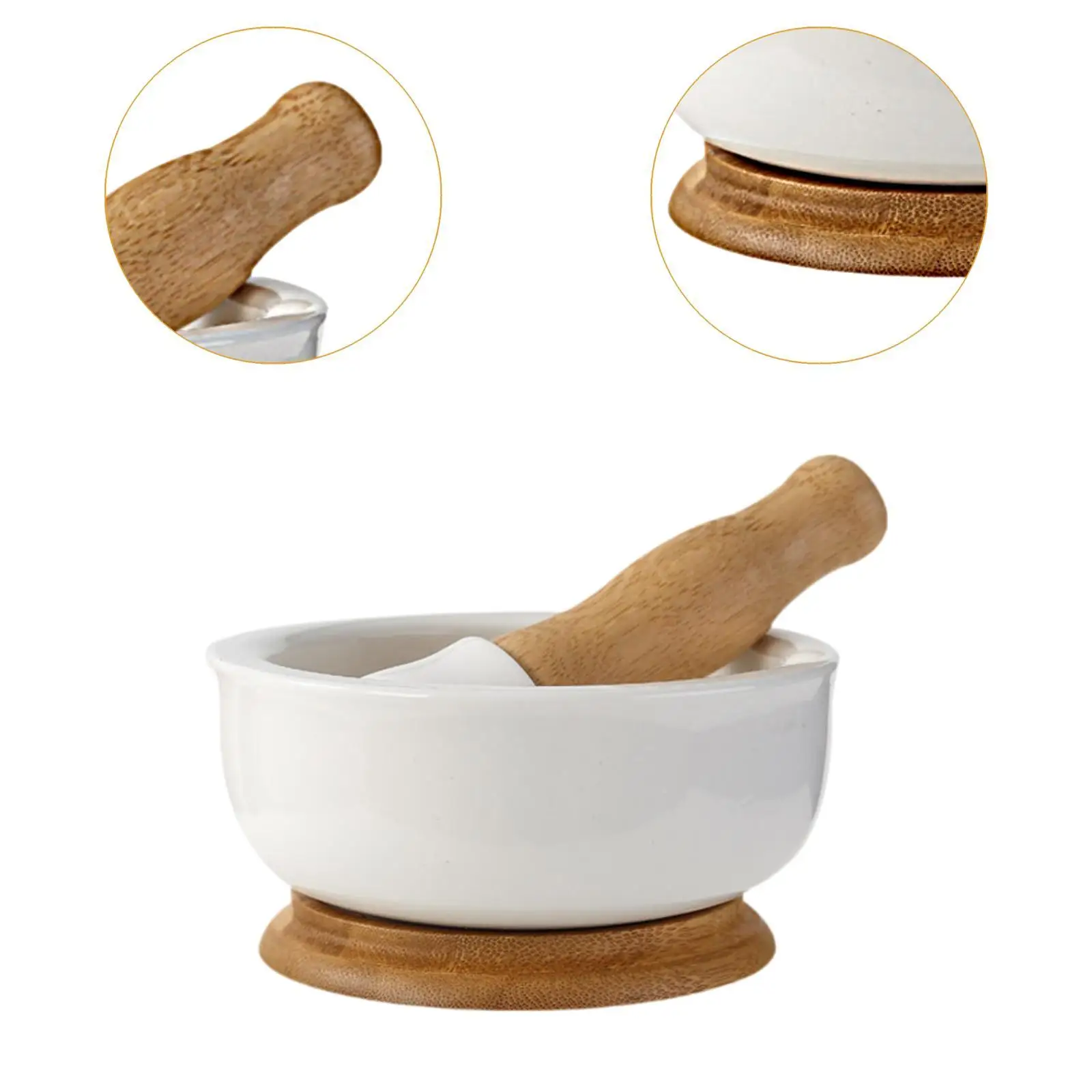 Pottery Grinding Bowl Garlic Pestle Set Manual Tool Portable Multiuse Household