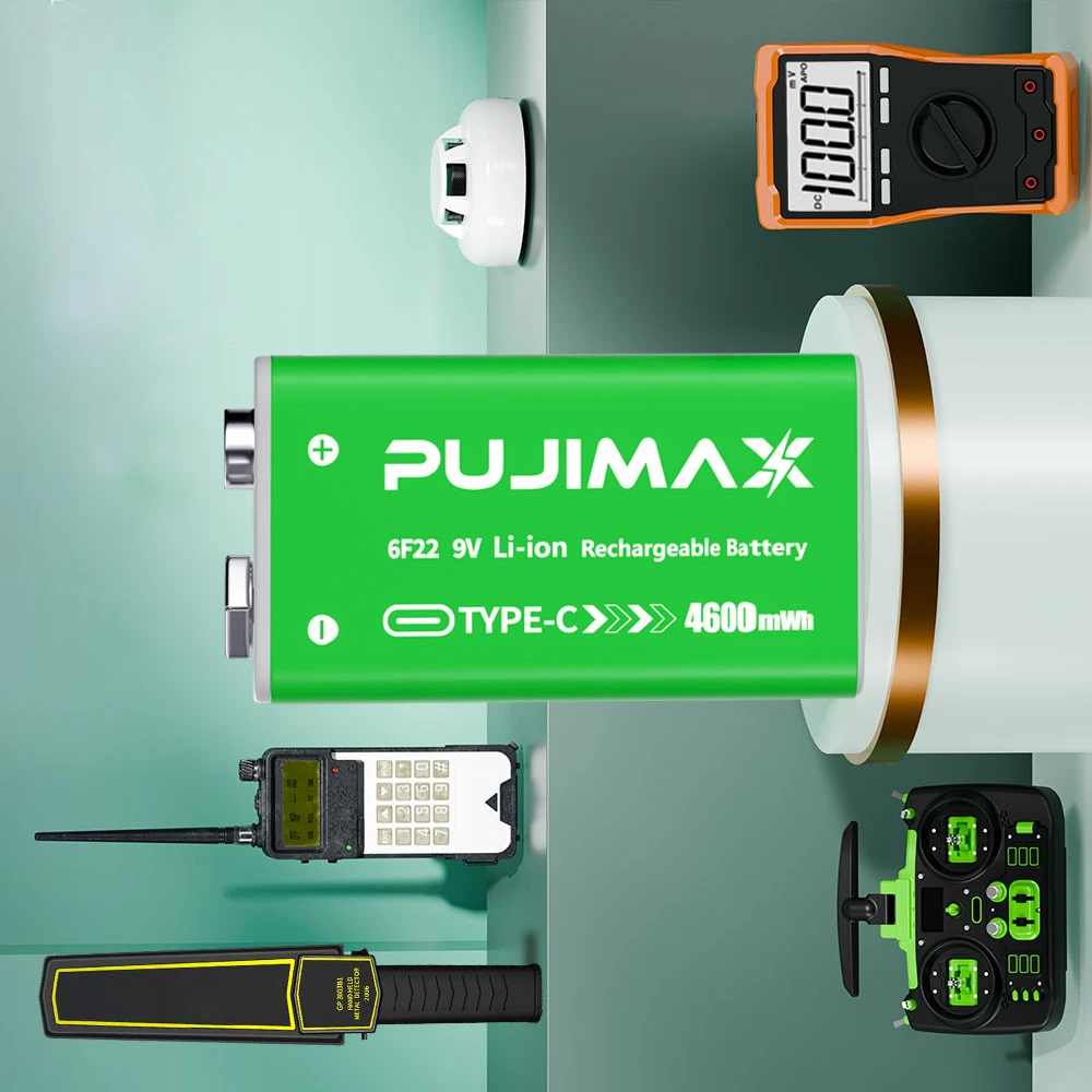 PUJIMAX 4600mWh akumulator USB typu C 9V akumulator 6F22 9V akumulator litowo-jonowy do helikoptera RC Model multimetr zabawka — zdjęcie produktu 6