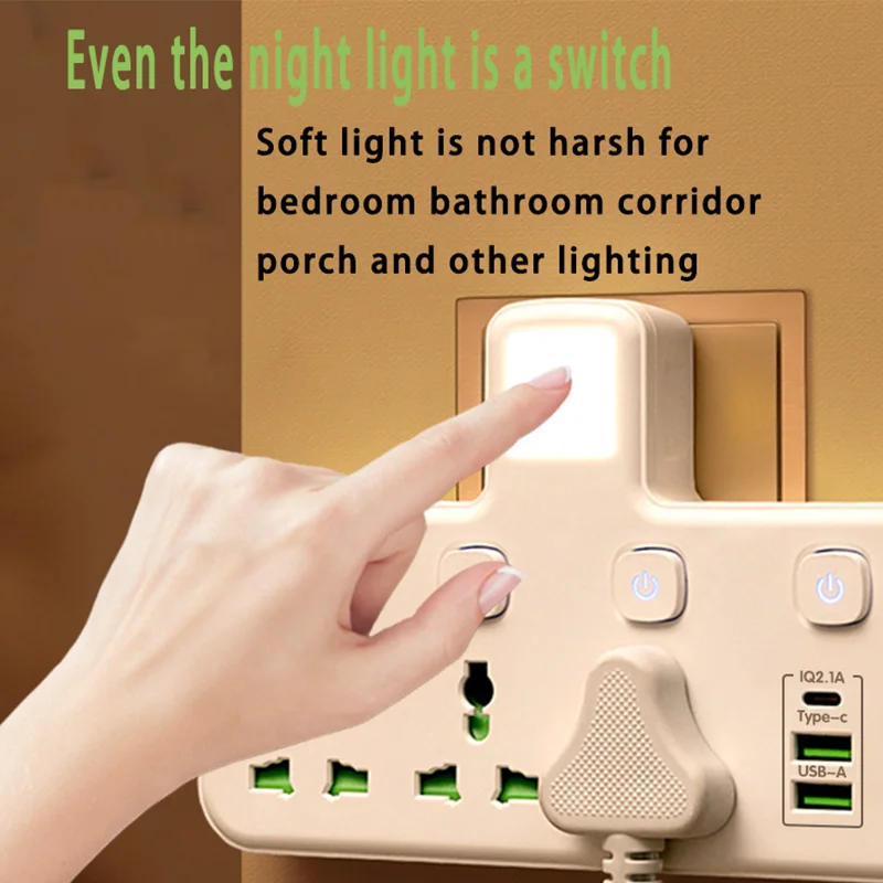 EU UK AU US Plug AC Outlet Power Strip Multiprise Wall Socket Universal Network Filter USB Cherger Separate Switch Light Adapter