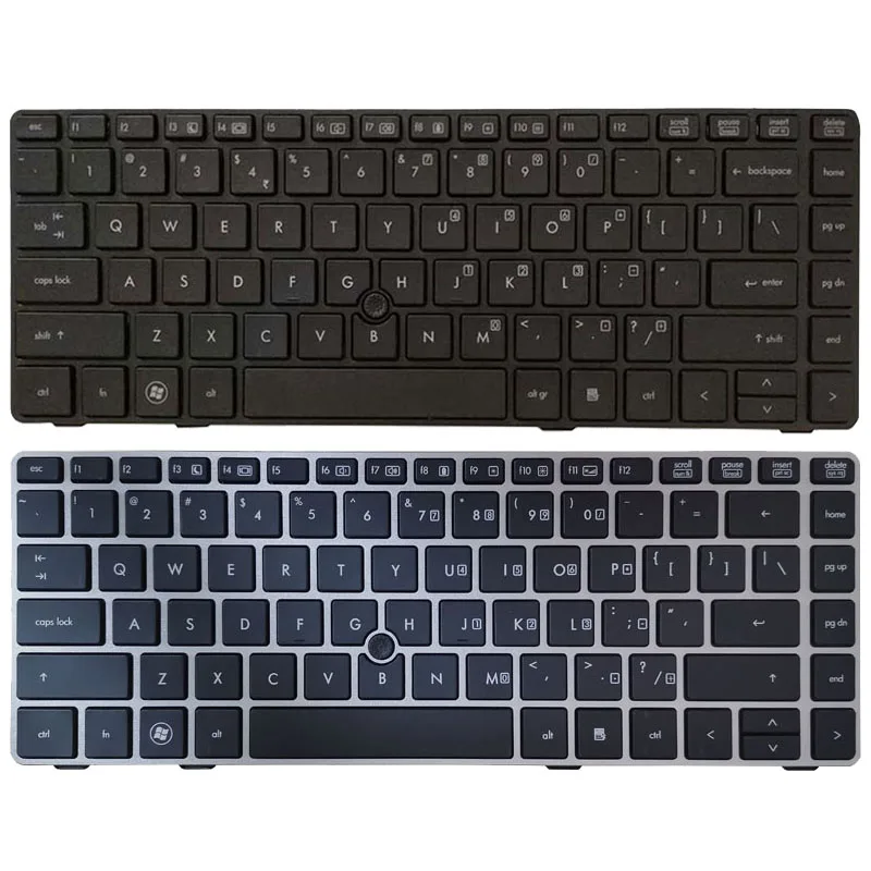 

US laptop Keyboard For HP 8470B 8470P 8470 8460 8460p 8460w 6460 6460b 6470 silver/black frame With pointing stick