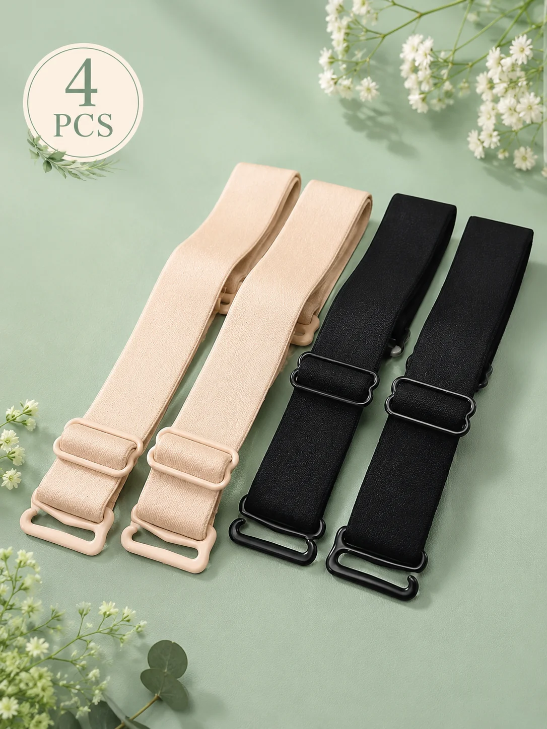 4PCS Adjustable Wide Bra Replacement Straps Soft Elastic Detachable Shoulder Strap Multi-Purpose Spare Bra Straps For Women Dres
