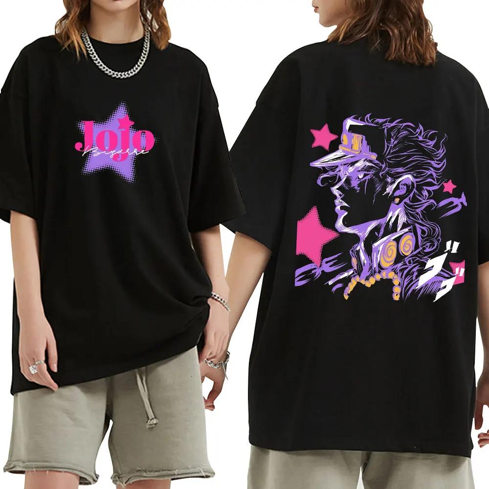 Anime JoJo Bizarre Adventure Kujo Jotaro T Shirts Men Women Clothing Cotton Harajuku Oversized Short Sleeves T-Shirts Streetwear