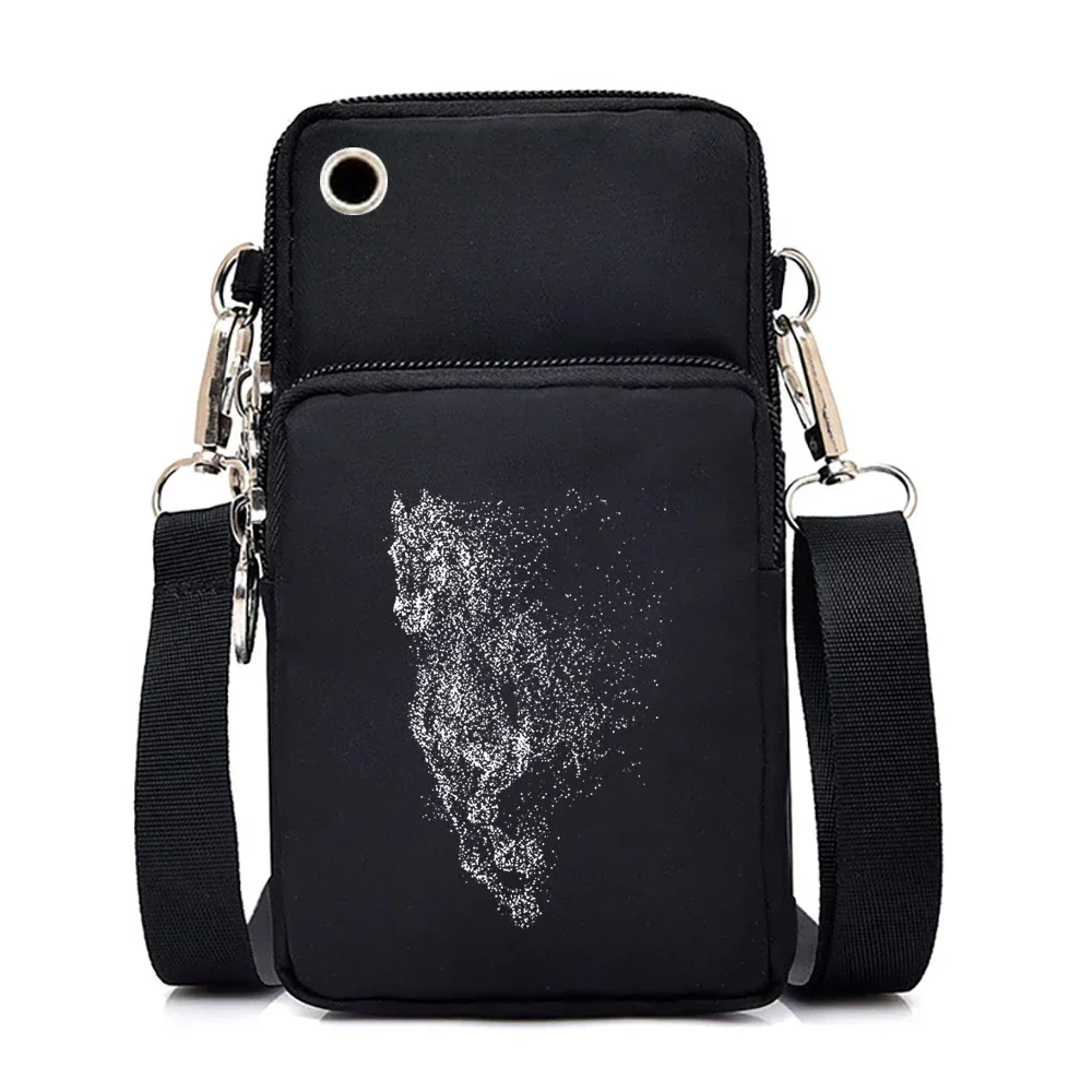 Luminous Horse Printed Mini Mobile Phone Bag Fashion Brand Crossbody Bags for Women Outdoor Wrist Handbags Hombre Shoulder Bag