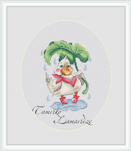 Duck on Rain 19-23 DIY Needle Work Cross Stitch counted Cross Stitch Kit  28ct 14ct 32ct Metallic cotton aida