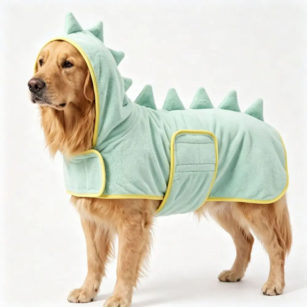 Cute Coral fleece Pet Bathrobe Quick Drying Soft Cozy Dog Drying Coat Water Absorbing Adjustable Straps Pet Robe Cat