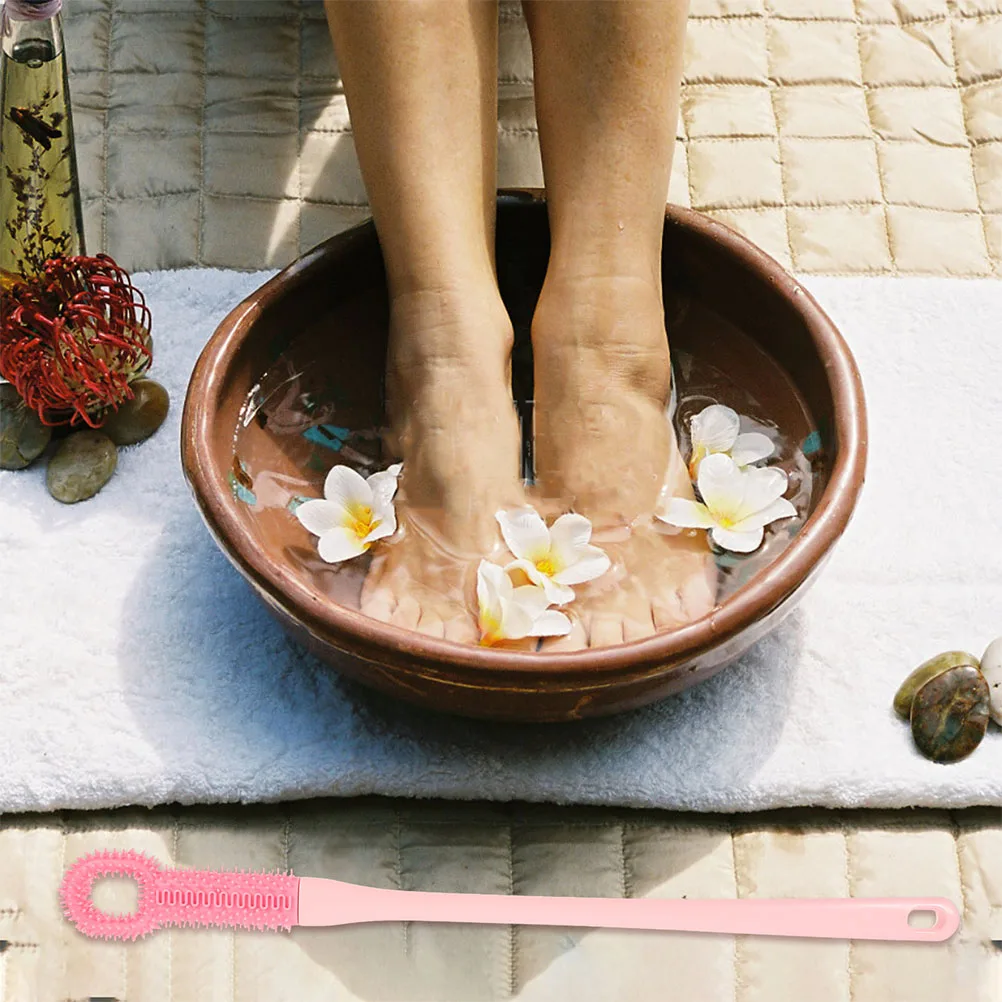 

2pcs Long Handle Toe Gap Cleaning Scrubber Brush Deep Cleaning Durable Shower Foot Washer For Women Foot Care Scrub Cleaner