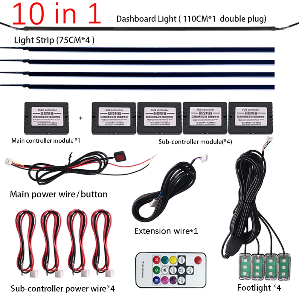 18/22 in 1 213/64 Farbe Regenbogen Symphonie Auto Umgebungsbeleuchtung Kit RGB LED Streifen Licht Acryl Innen Atmosphäre Lampe APP Fernbedienung