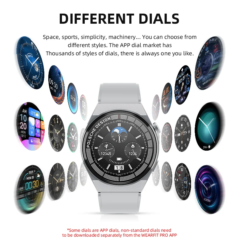 스마트 워치 남성용 NFC 블루투스 통화 무선 충전기, 음성 어시스턴트, 스포츠 방수 스마트워치, 심박수 모니터, 1.35 인치