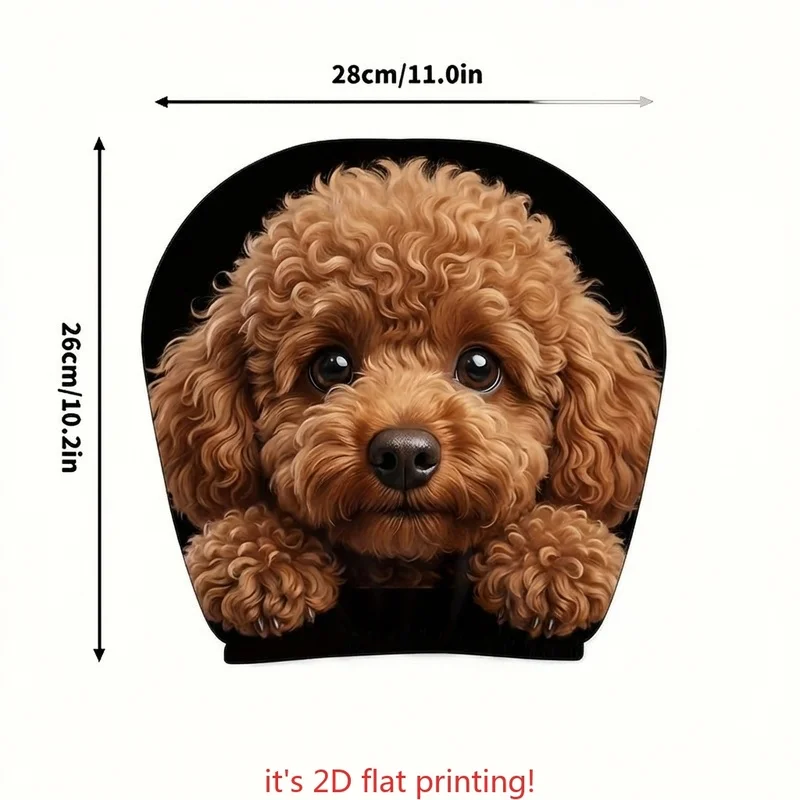 For 1/2Pcs Car Headrest Covers Cute Brown Curly Poodle Puppy Pattern, Car Interior Decoration