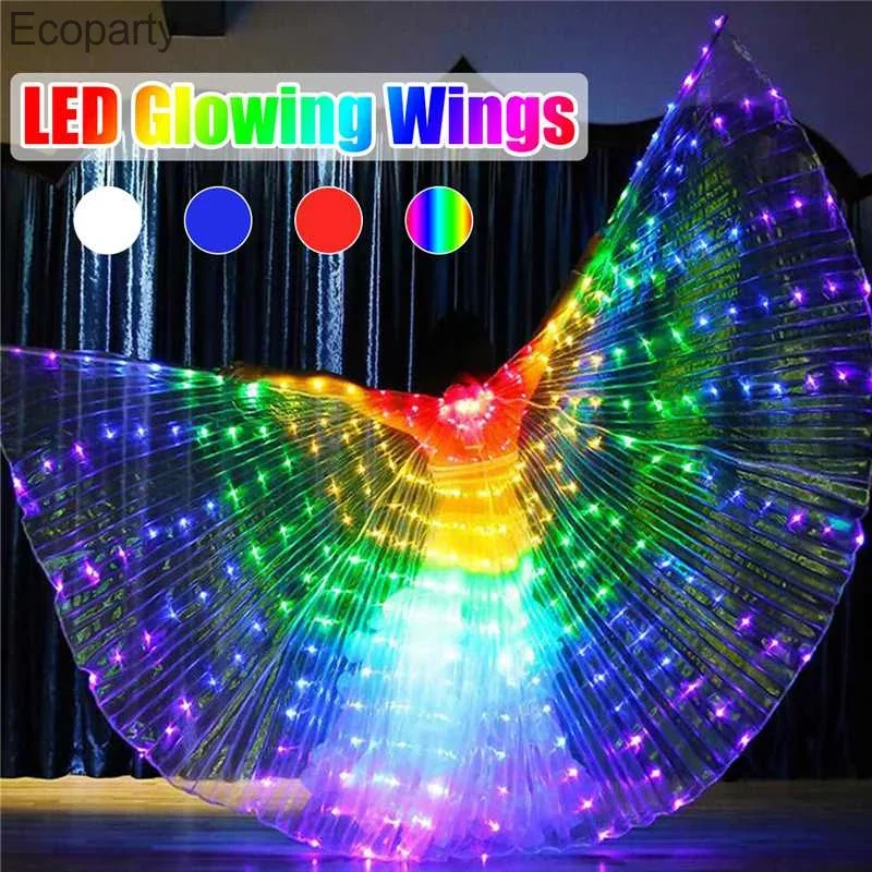 LED Fairy Wings Cloak Adult Children Dancers Colorful Luminous Butterfly Wings Belly Dancing Performance Stage Party Photo Prop