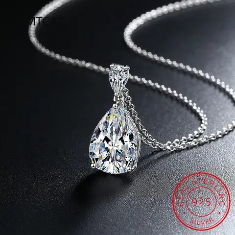1/2/3/4CT Water Drop Moissanite Pendant Necklace for Women 925 Sterling Silver Pear Cut Solitaire Diamond Pendant Neckchain Cola