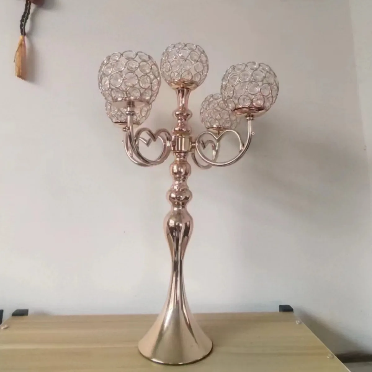Candlestick ornament crystal dining table ornament light luxury wedding props