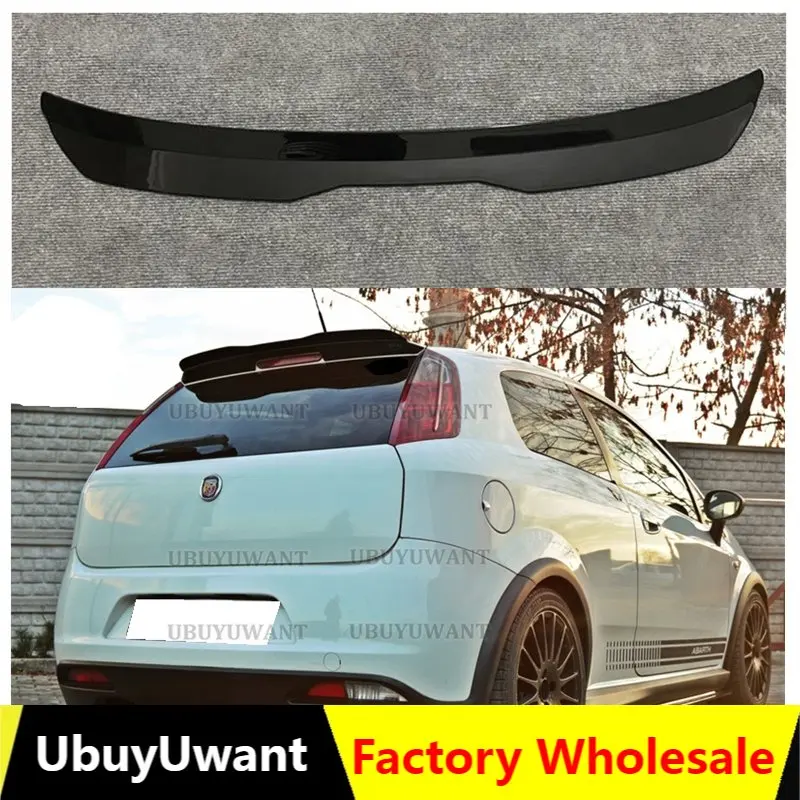 Rear Wing Spoiler For FIAT GRANDE PUNTO ABARTH 2007 2008 2009 2010 Glossy Black ABS Plastic Roof Wing Hatchback Spoiler Lip