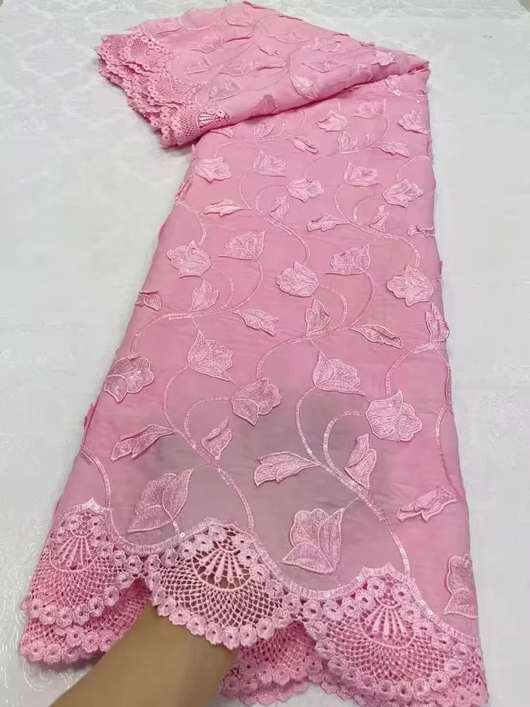 Nigerian Tulle Lace Fabric For Sewing,Wedding Embroidery Dress,Chiffon Party Guipure,High Quality,Cotton 5Yard,2025 LY6391