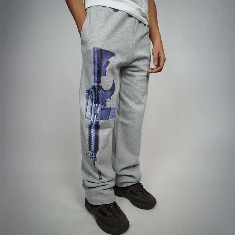 2025 Nouveau Européen et Américain Brodé Rue Mode Tendance Pliant Harajuku Armes À Feu Imprimé Couple Salle De Bains Pantalon Pantalon