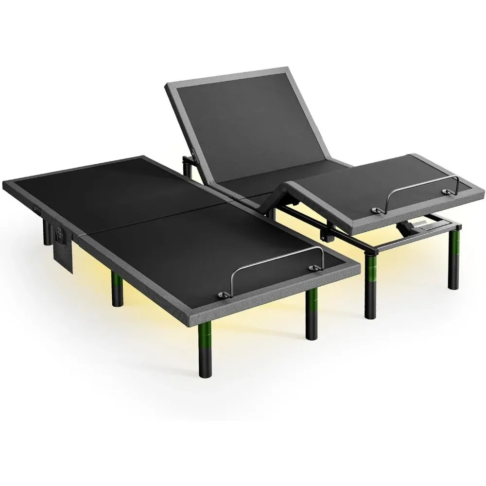 

King Size Bed Base, 4 Ports USB A&C Adjustable Beds Frame with Under-Bed Nightlight, Wireless Remote Control Adjustable Beds