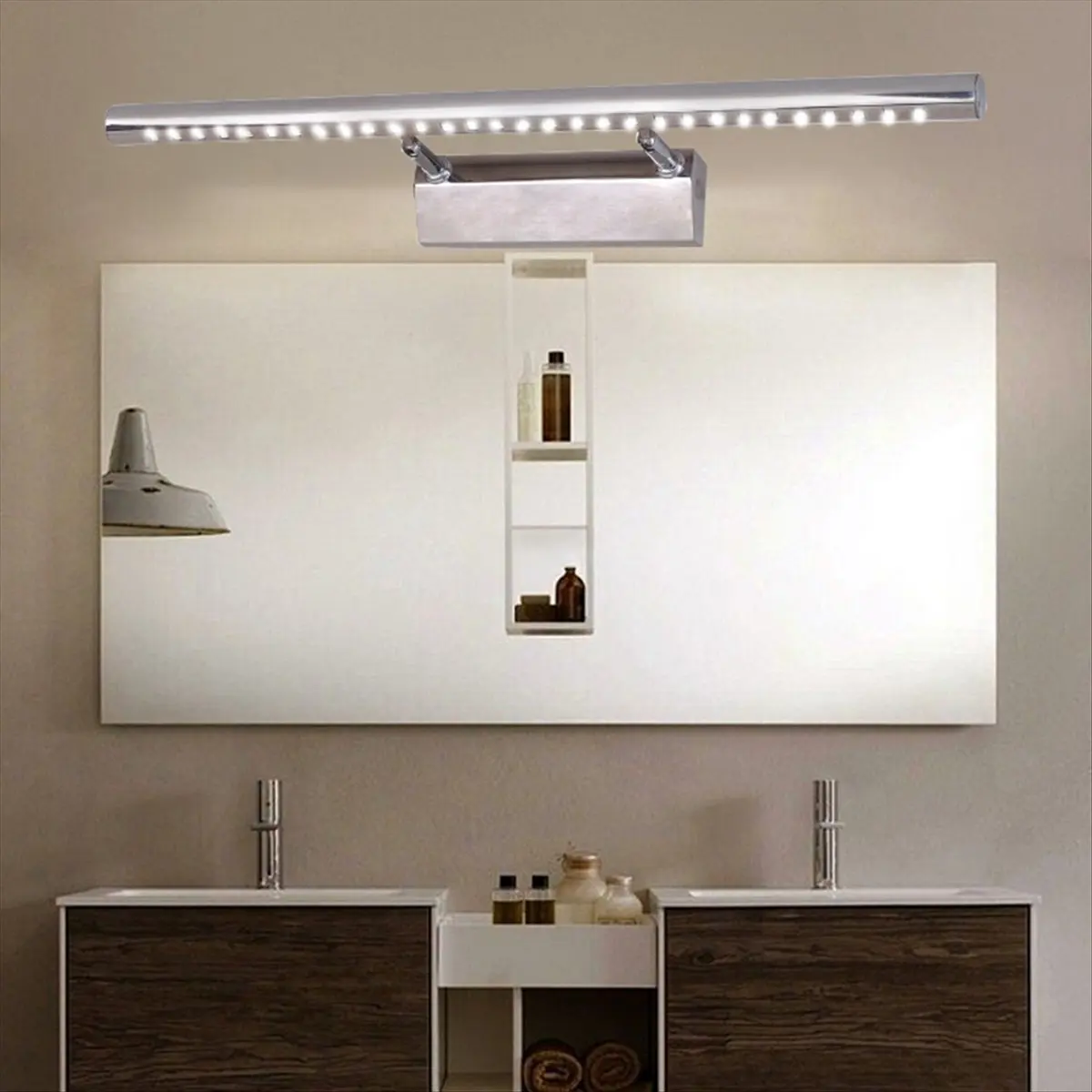 

*ABAB Элегантный светодиодный серебряный зеркальный светильник 7 Вт - нержавеющая сталь, настенный светильник, настенный светильник для ванной комнаты и спальни