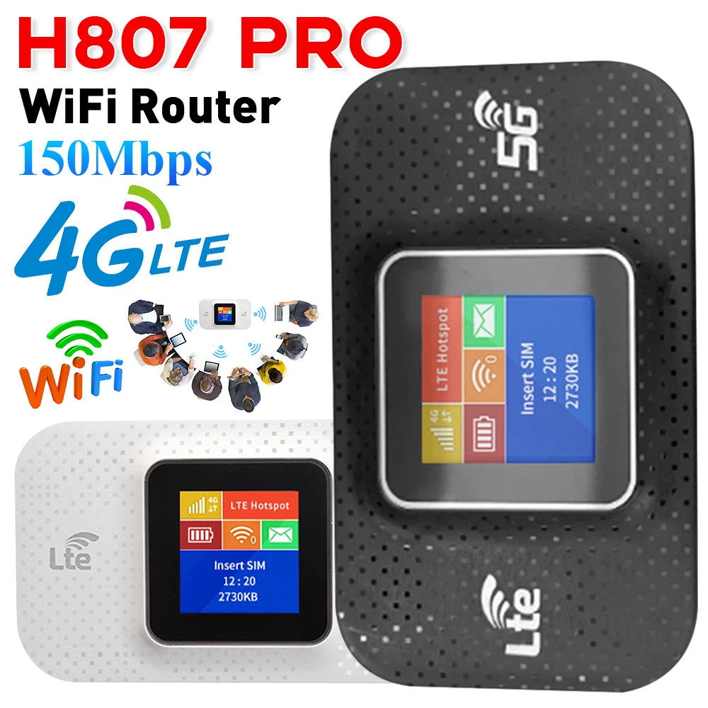 H807 Pro 4G Lte WiFi Router 150Mbps Mini Outdoor Hotspot Pocket Wireless Router with Sim Card Slot Mobile Repeater 3650mAh