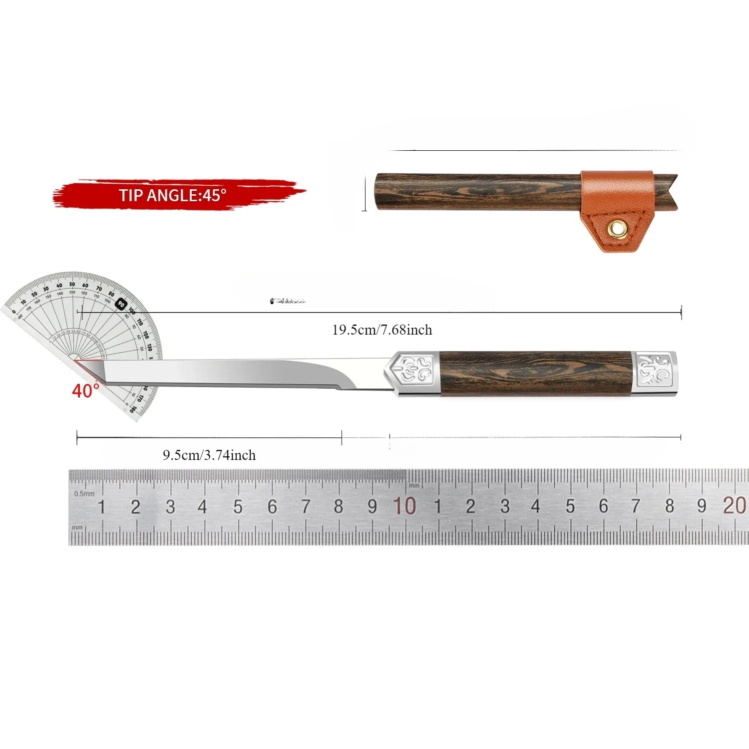 1 piece, high hardness stainless steel fruit knife, imitation wood grain handle, suitable for kitchen use