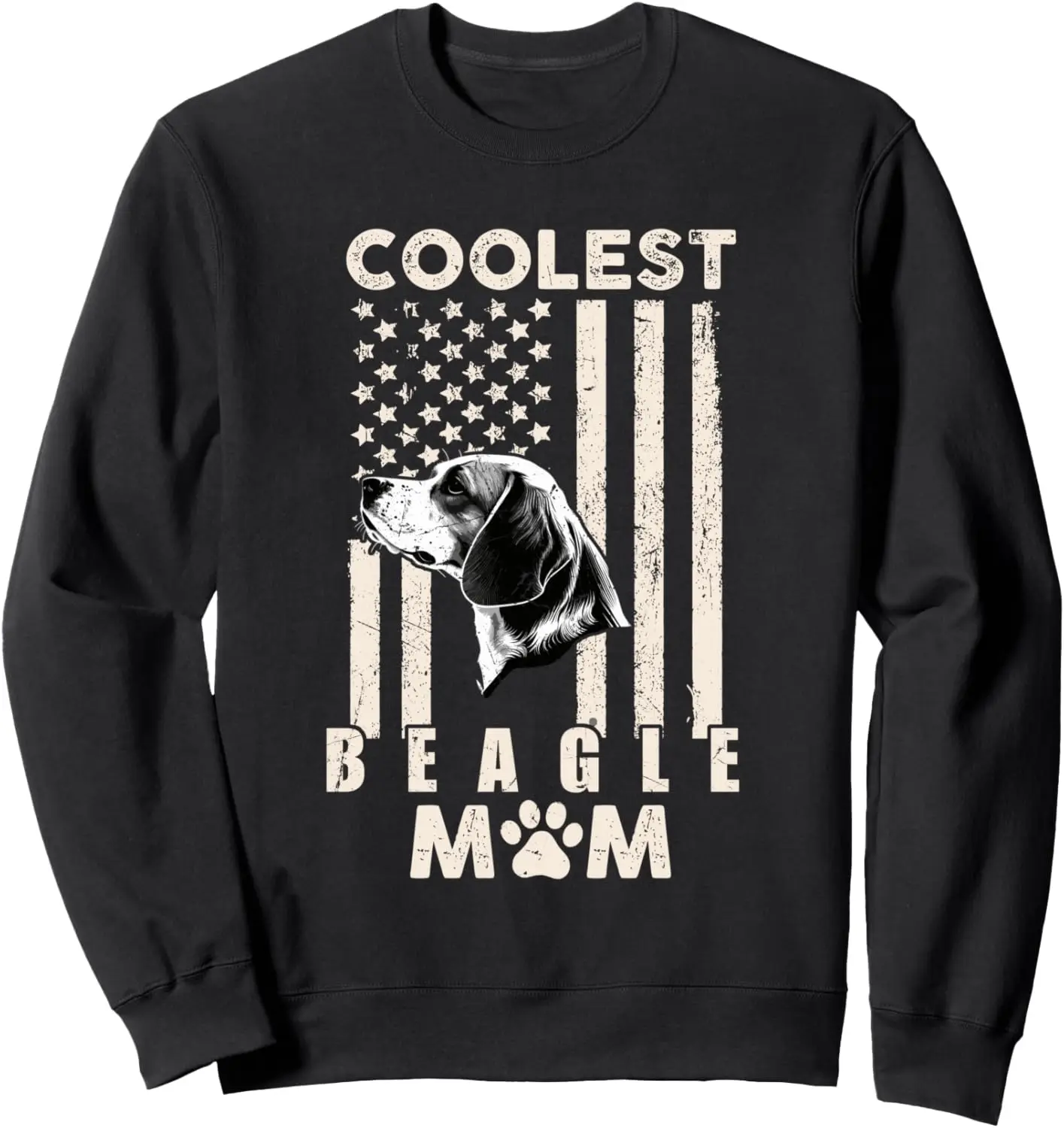 

Vintage Coolest Beagle Mom USA American Flag Funny Dog Mom Sweatshirt