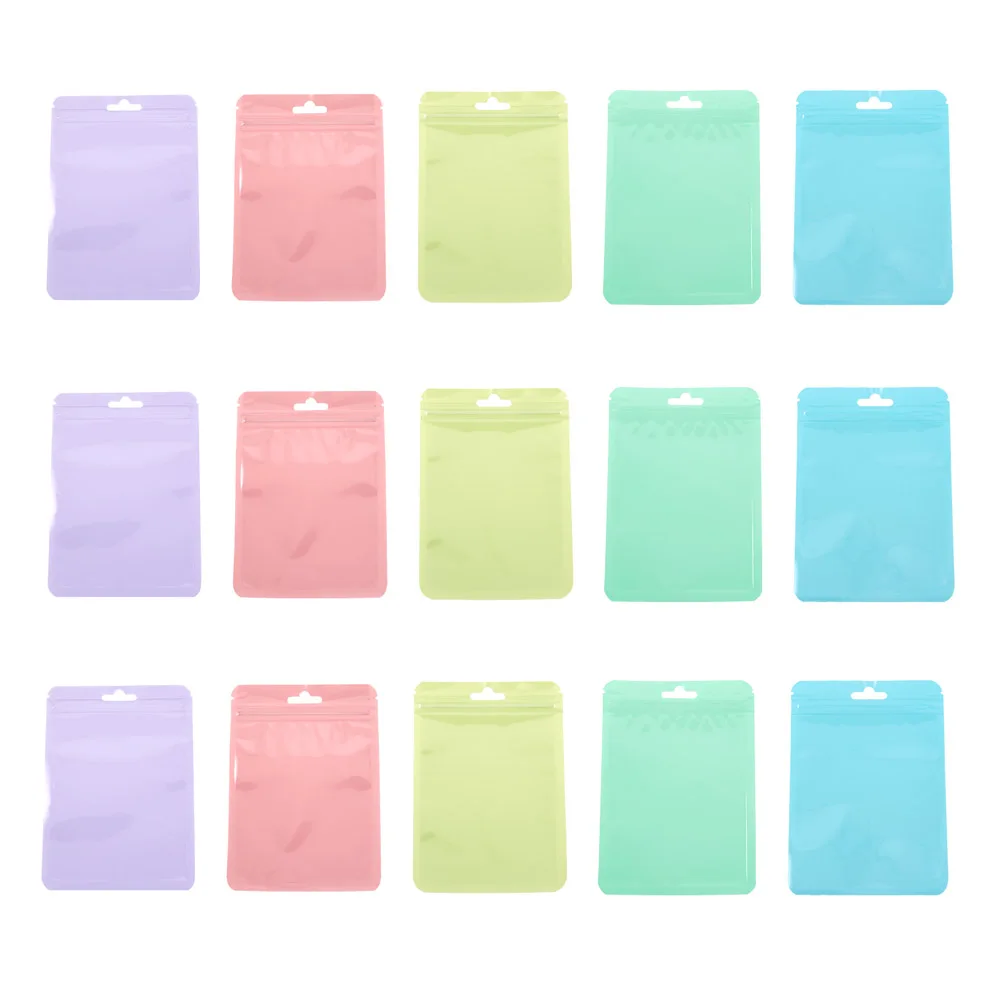 25pcs Self Seal Plastic Zip Lock Bag Macaron Color Rectangle Resealable Packaging Bag for Jewelry Gift Candy Storage Supplies