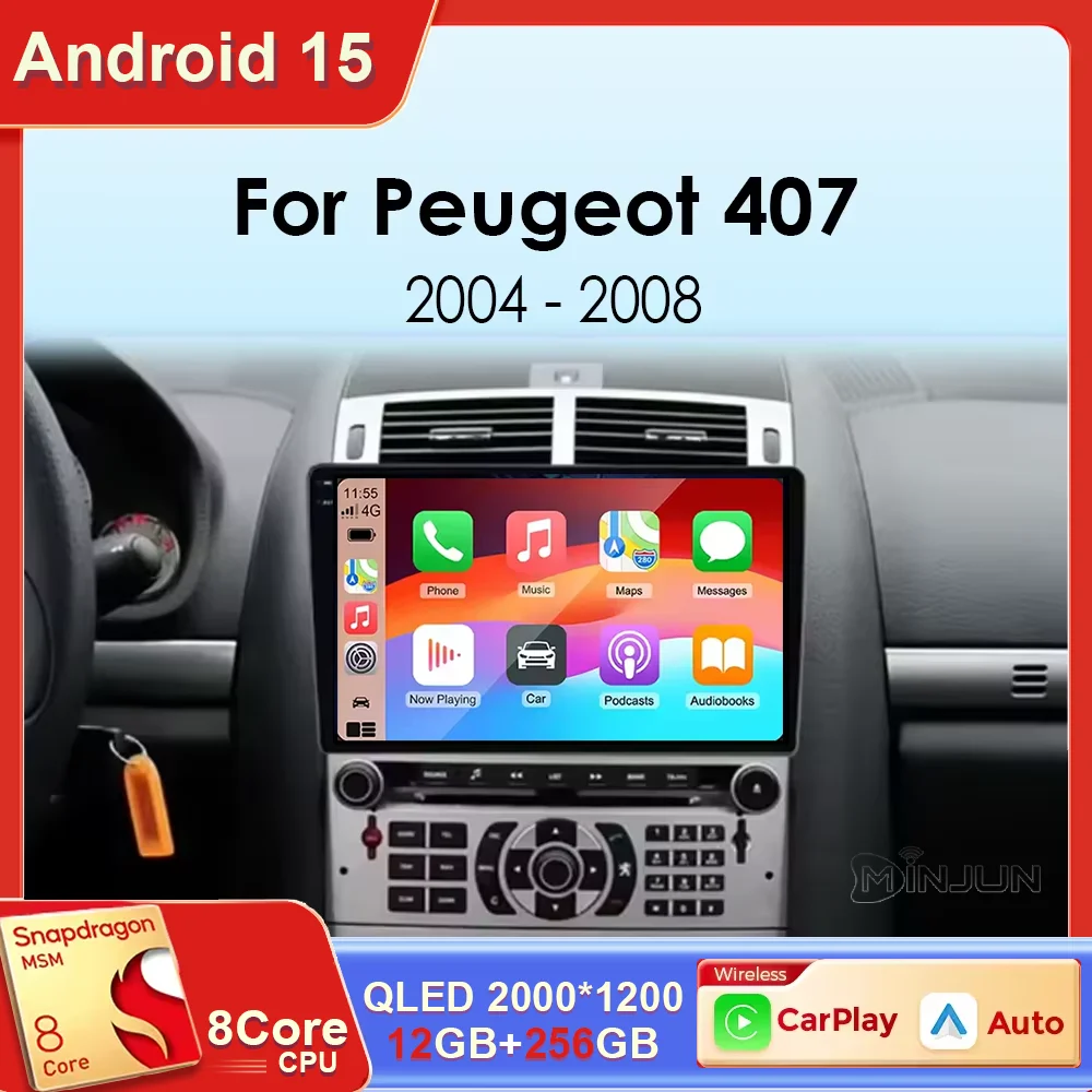 

Android 15 Car Radio Player for Peugeot 407 cc 407 sw 2004 - 2011 Qualcomm Car Multimedia Stereo Radio GPS Carplay Touch Screen