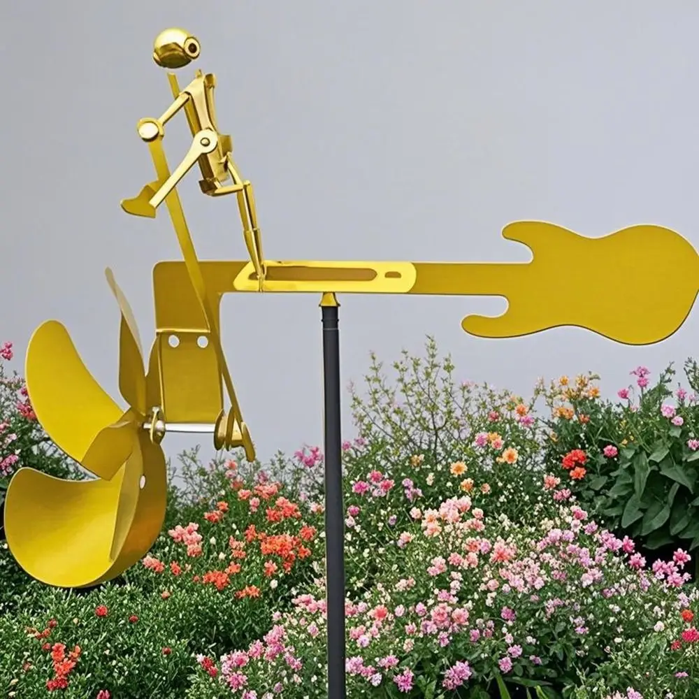 

Creative Handmade Metal Drummer Windmill Funny Movement Metal Wind Spinner Vintage Style Weatherproof Wind-Powered Sculpture