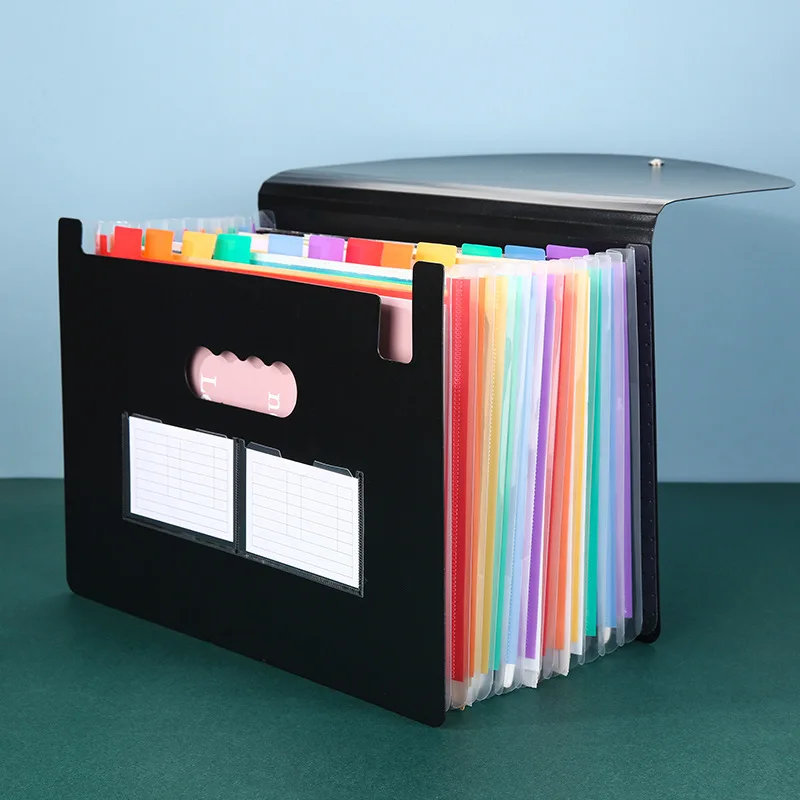 New A4 Multi-layer Folder PP 24 Compartment Three Side Seal Rope Clamshell Organ Bag Office Files Pp File Bag