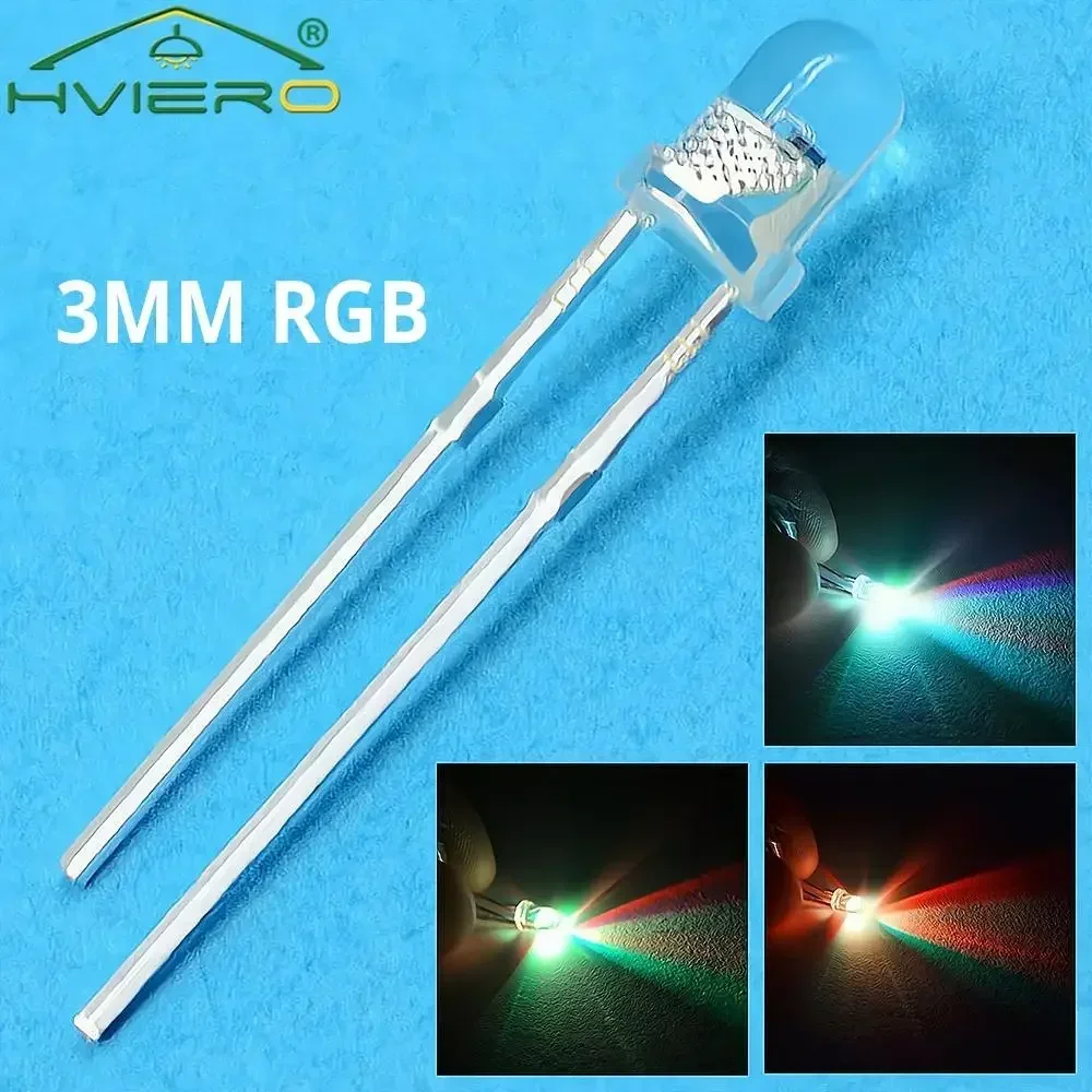 1000PCS Fast Slow RGB Round Flash 3mm Rainbow Multi Color Red Green Blue Emitting Diodes Light Bead Clear 2.0~3.4V LED Lamp Bulb