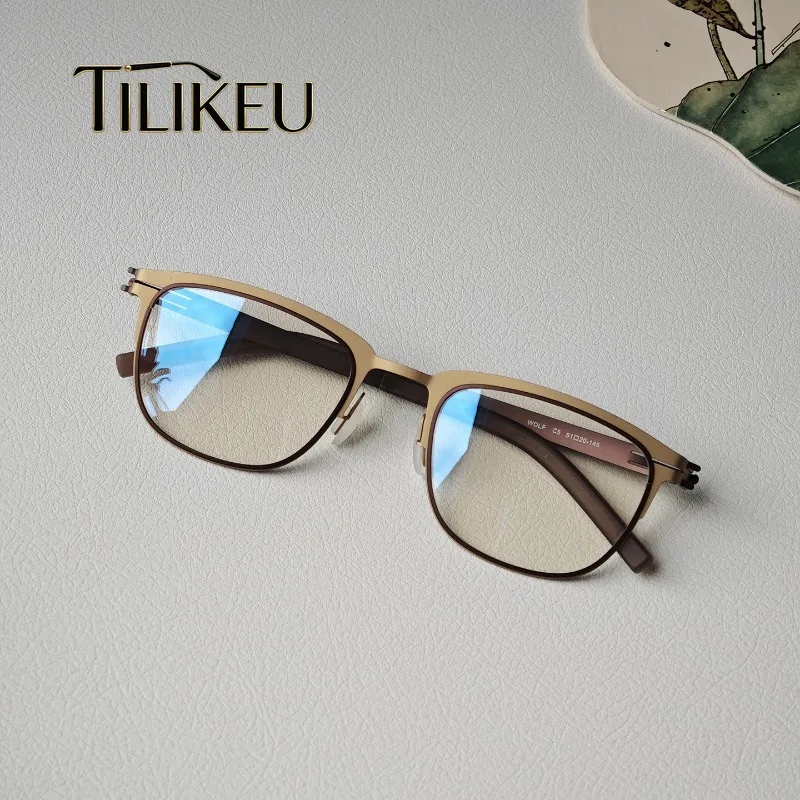 New German Stainless Steel Elastic Screwless Glasses Frame Men Brand Eyewear Retro Square Prescription Eyeglasses Frame Women