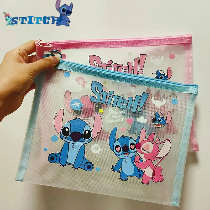 Disney Anime Stitch File Pocket Handheld Information Bag Office School Supplies Filing Products File Folders Makeup Bags A5