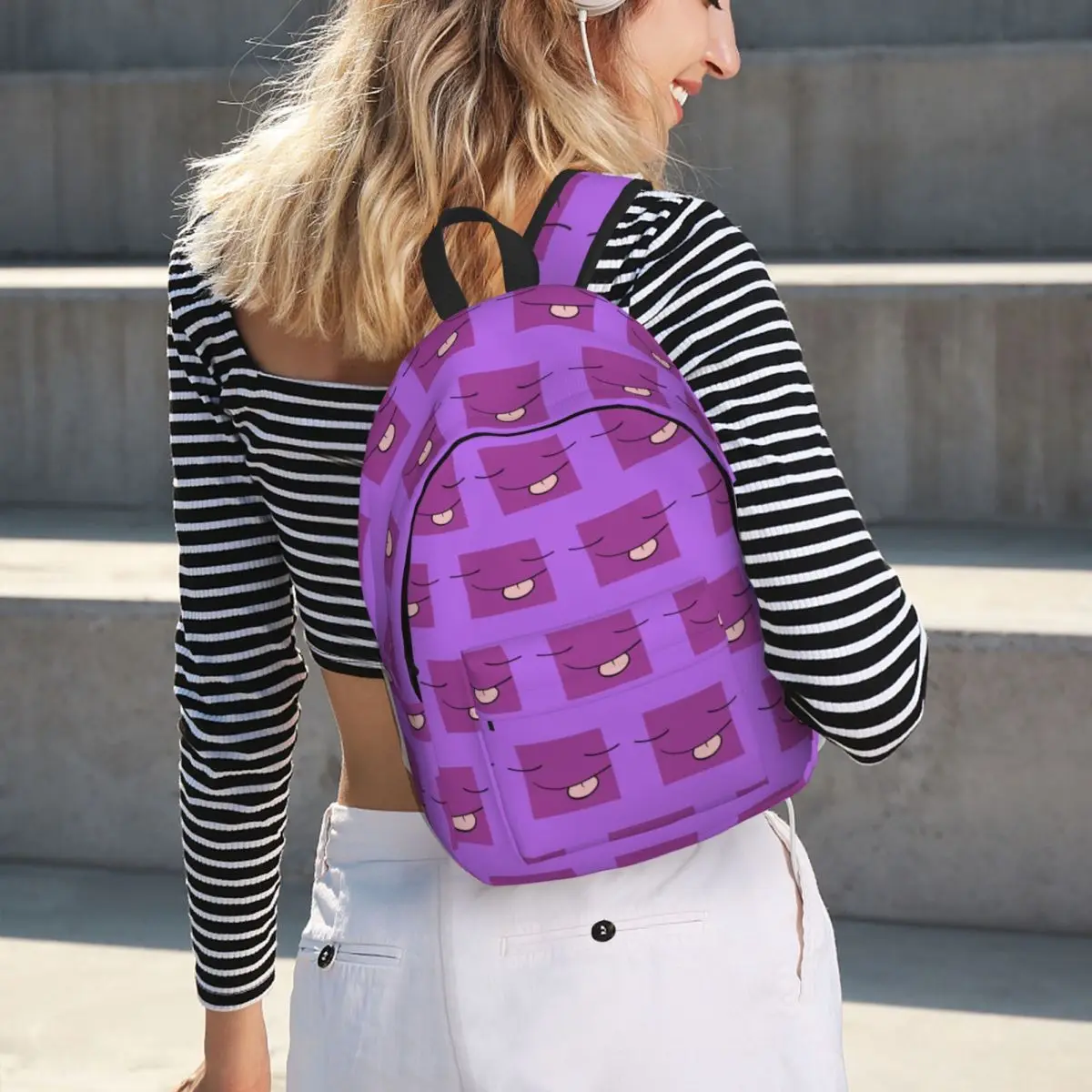 

Smile Purple Student Backpack School Bag Hiking Travel Daypack for Men Women Fashion Bookbag Shoulder Bags
