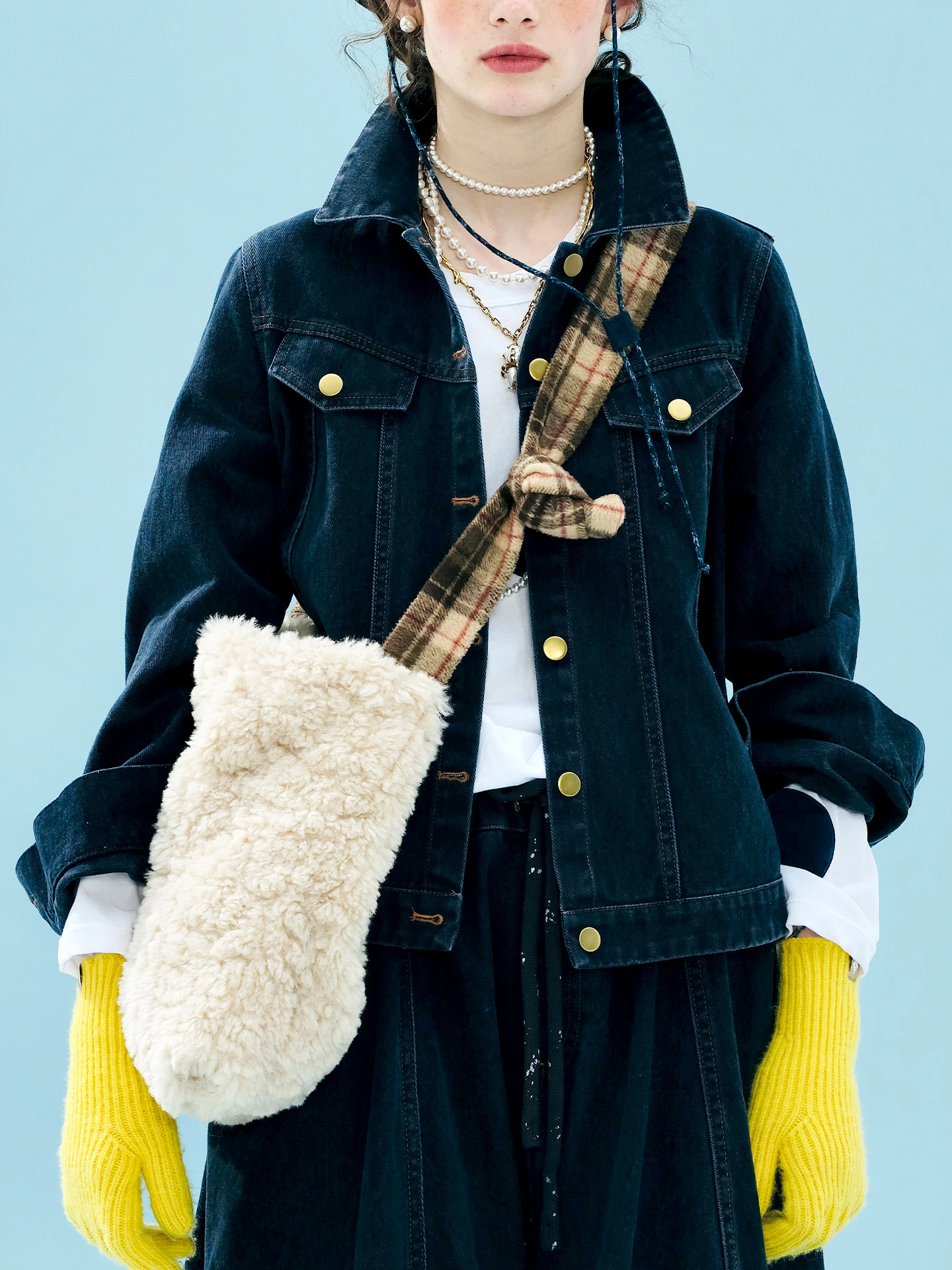 

imakokoni 2025 autumn pure cotton washed casual lapel long-sleeve Vintage deep blue denim jacket 255207