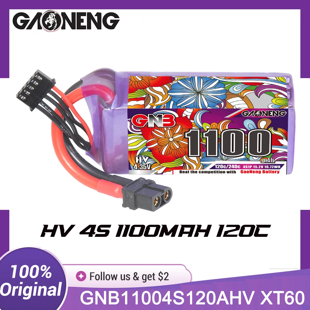 GAONENG (GNB) 1100mAh 14.8V 4S 120C Lipo Battery - XT60