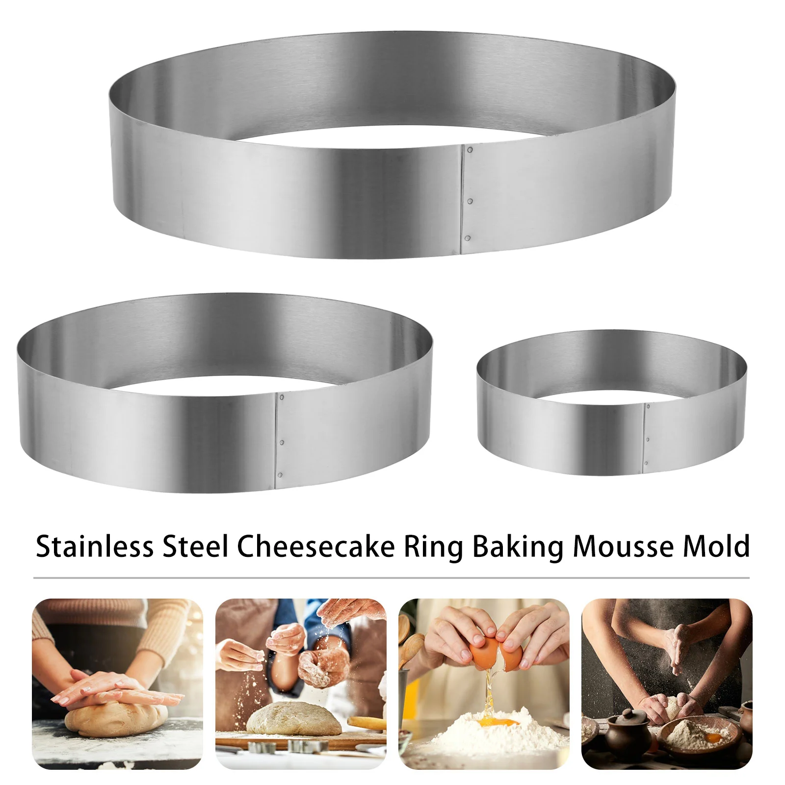 

3Pcs Oval Shaped Cake Mould Steel Round Mould for Cake Baking Tools Live Bottom Design Fast Heat to Clean