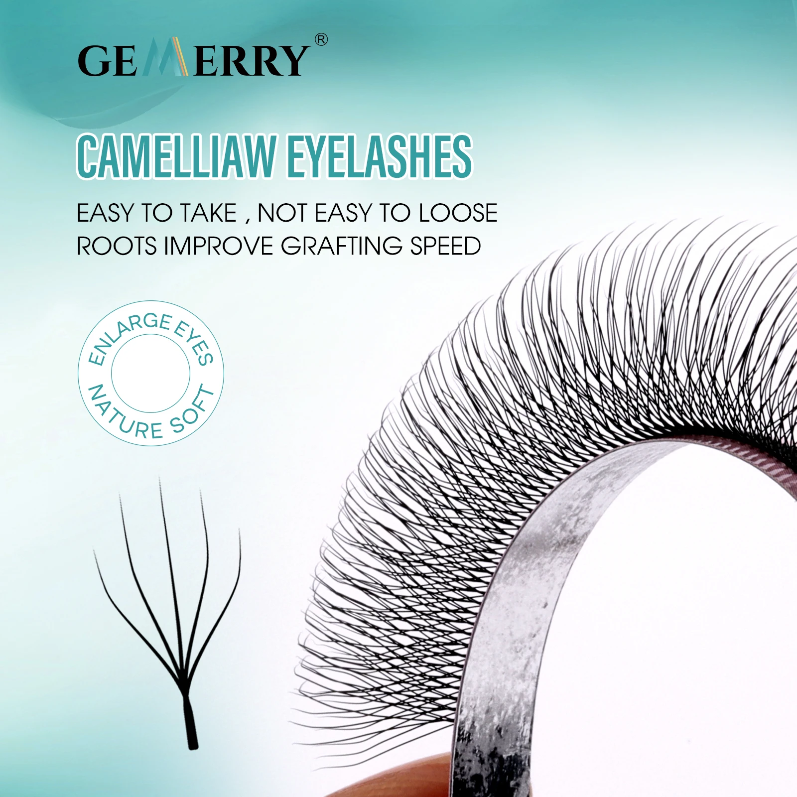 GEMERRY 5D W Shape Camellia Eyelash Extensions Different Lengths 5D W-Shaped 2.0 False Eyelashes Natural Soft Premade Fan Lashes